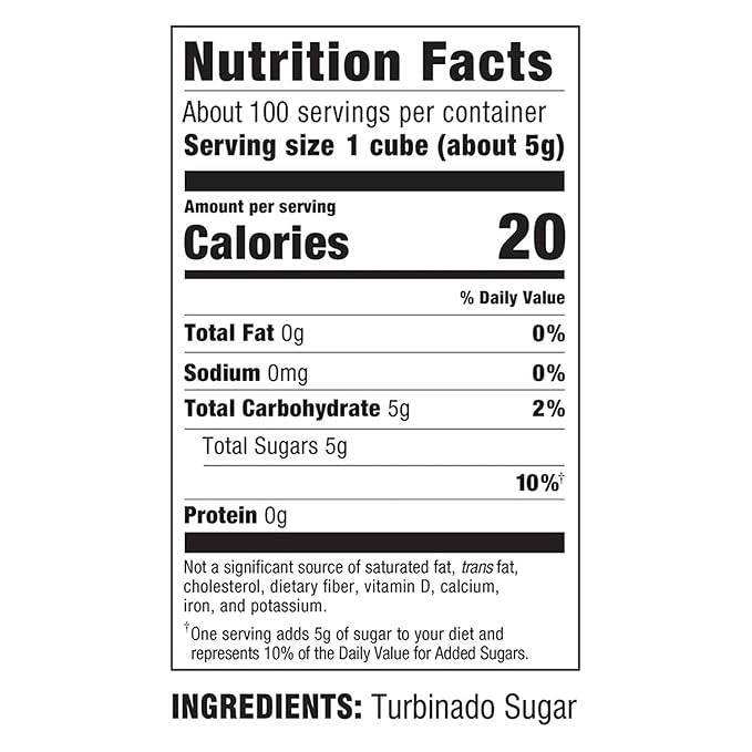 In The Raw Sugar Turbinado Cane Cubes | No Added Flavors | Natural Sweetener | Vegan | Pack of 2