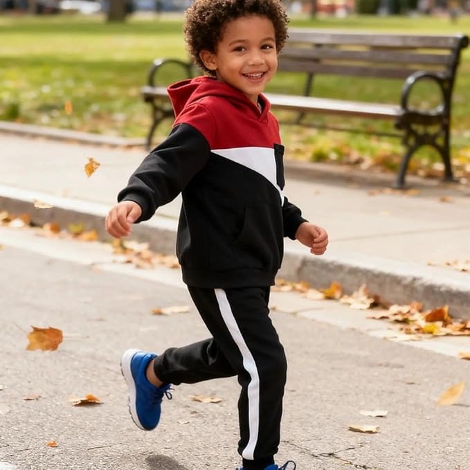 2-6T Toddler Baby Boy Clothes Color Blocking Hoodies + Pants Fall Winter Outfits