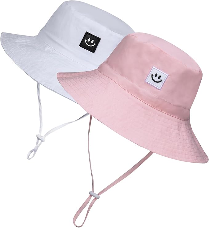 MaxNova Baby Sun Hat Smile Face UPF 50+ Toddler Bucket Hat for Boys Girls 0-7 Years