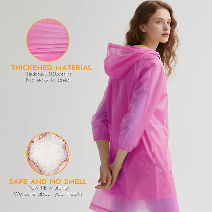 6 & 20 & 50 Pack Disposable Rain Ponchos for Adults/Youth, Waterproof PE Raincoats with Drawstring, Camping/Emergency