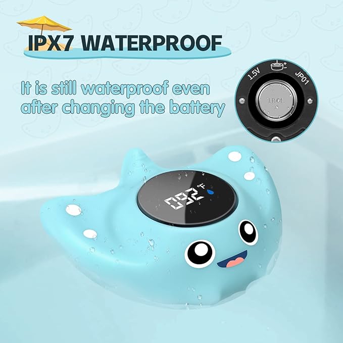 Baby Bath Thermometer - BabyElf Safety Bathtub Thermometer - Floating Bathing Toy for Infant - New Upgraded Mute Visual Alert, Gift for Mom and Newborn Only for Fahrenheit