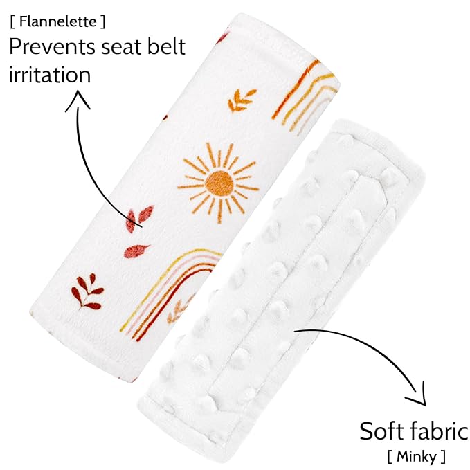 TANOFAR Baby Car Seat Strap Pads, Soft Carseat Straps Covers, Car Seat Straps Shoulder Pads for Girls, Seat Belt Cover Pad for Kids, Suitable for Baby Car Seat, Pushchair, Stroller, Rainbow