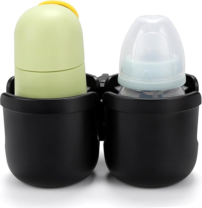 Accmor Stroller Cup Holder, Universal Cup Holder for Uppababy Nuna Doona Strollers, Double Bottle Holder for Stroller, Bike, Wheelchair, Walker, Scooter
