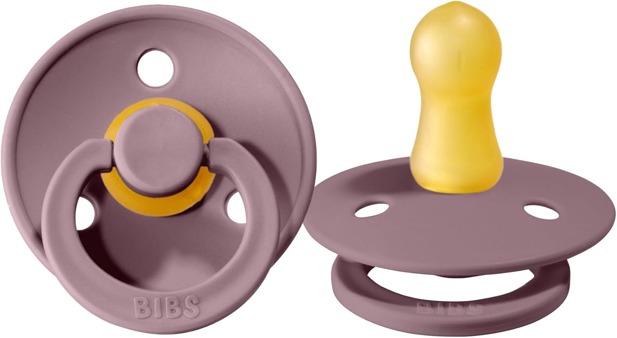 Bibs Pacifiers Color Collection, Set of 2 BPA-Free Latex Pacifiers Made in Europe, Round Nipple Baby Pacifier.