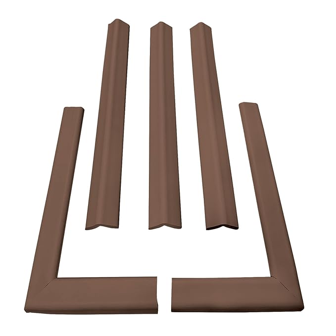 Cardinal Gates KEPK Large Hearth Pad Kit - Fireplace Baby Proofing - Adhesive Backed Fireplace Bumpers for Babies - 12.5 Feet of Padding with 3 Straight Pieces & 2 Corners - Made in The USA - Brown