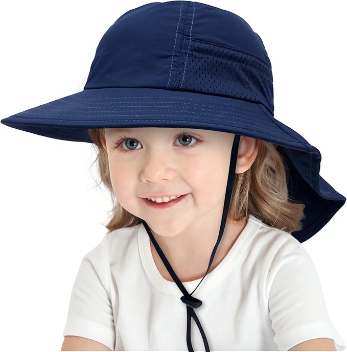 Baby Sun Hat UPF 50+ Toddler Wide Brim Beach Hats for Boys Girls 0-6 Years