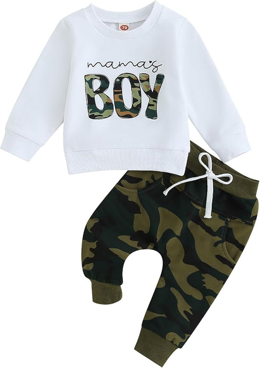 ZAXARRA Toddler Newborn baby boys Fall Outfits Long Sleeve Letter Print Sweatshirt Tops Pocket Pants Casual Clothing Sets