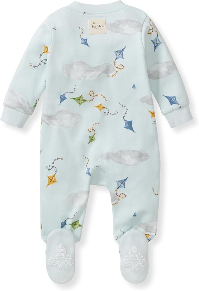 Burt's Bees Baby Boys Sleep and Play PJs, 100% Organic Cotton One-Piece Zip Front Romper Jumpsuit Pajamas