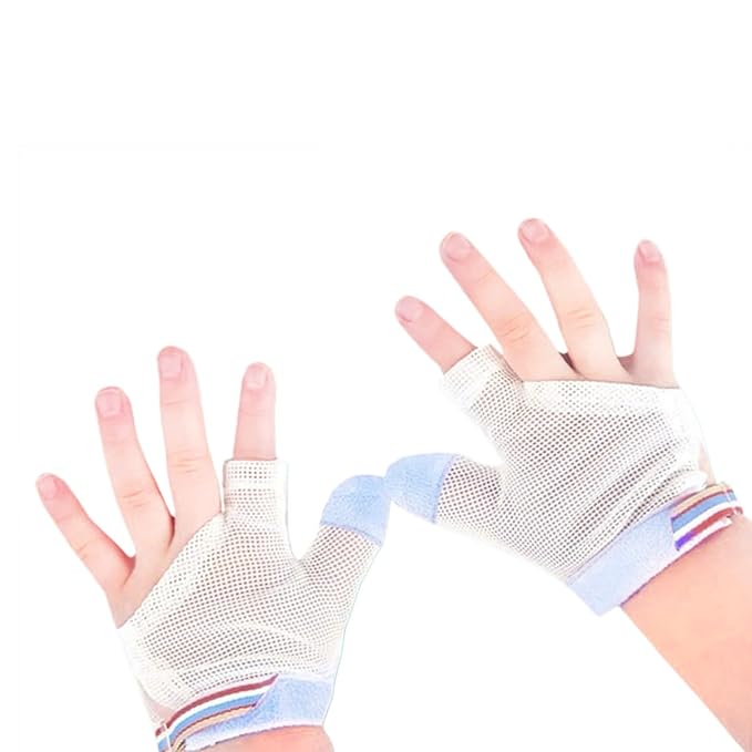 Thumb Sucking Stop for Kids with Thumb Sucking Gloves Guard Fingers Sucking Stopper to Stop Nail Biting Gloves for Ages 6 Months to 8 Years (Blue, XL)