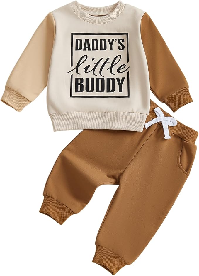 Infant Baby Boy Fall Clothes Set Funny Letter Sweatshirt Pant Outfit Toddler Winter Clothes 6 12 18 Months 2T 3T