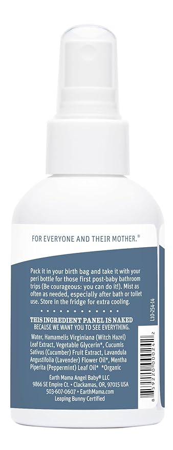 Earth Mama Herbal Perineal Spray | Safe for Pregnancy and Postpartum Recovery, Witch Hazel Natural Cooling Spray for After Birth Feminine Care Essentials, No Benzocaine or Butane, 4-Fl oz (2-Pack)