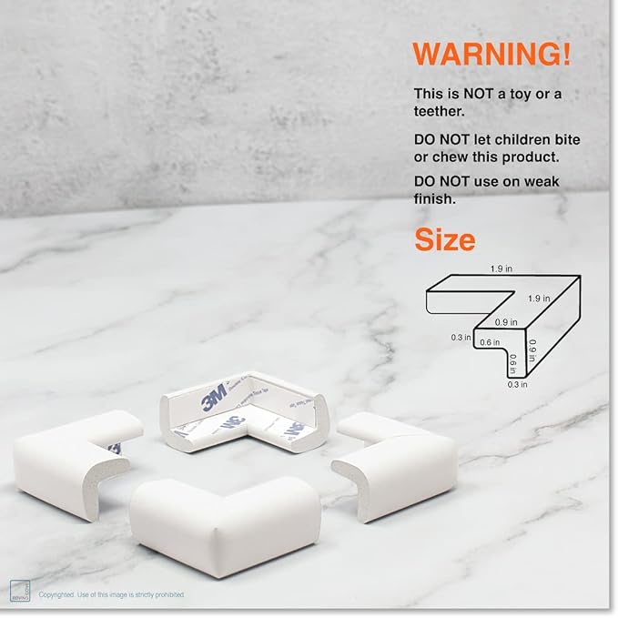 Roving Cove Slimfit Corner Edge Protector for Baby Proofing (Small 15ft Edge 4 Corners), Furniture Safety Bumper Guard, Soft NBR Rubber Foam, 3M Adhesive, Oyster White (Off White)
