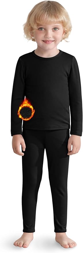 VZV 2T-6Y Toddler Thermal Set Thermal Underwear for Kids Fleece Lined Toddler Base Layer Long Johns for Kids Boys Girls