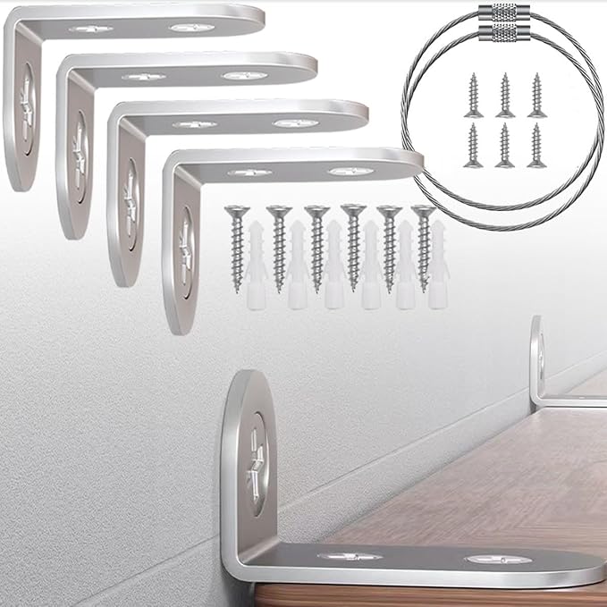 Furniture Anchors Small Aesthetic Earthquake Straps for Furniture Dresser Wall Anti-Tip Furniture Safety Anchor to Childproof and Babyproof Your Home Holds Up to 500 Pound 4pcs Bracket