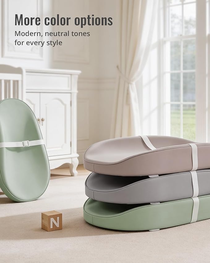 Blissful Diary Vegan Leather Baby Changing Pad with Waterproof & Wipe-Clean PU Cover, Avocado Size Cozy Diaper Changing Pad for Dresser and Table, Taupe