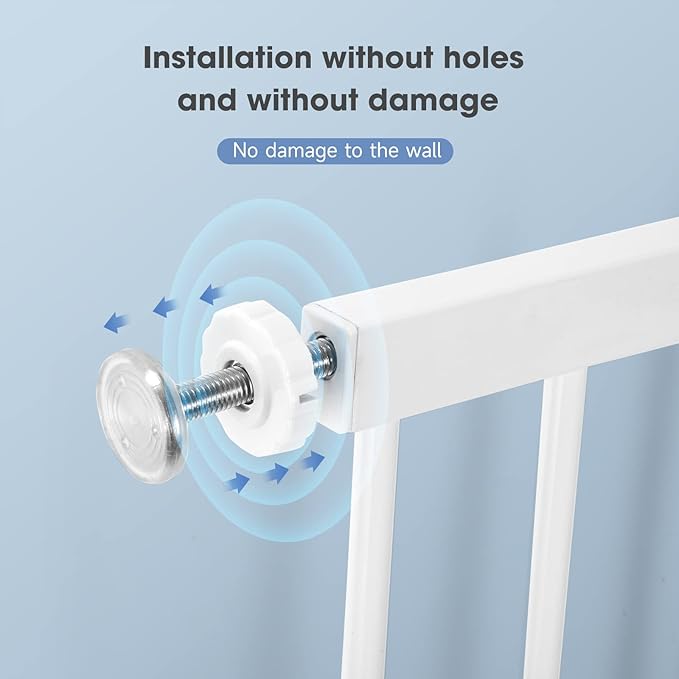 61"-113" Extra Wide Baby Gate for Stairs. Large Child Gate Extra Long. Auto Close Safety Baby Gates, Durability Dog Gate for The House, Doorways. Gates for Dogs Indoor, White Pressure Pet Gate.