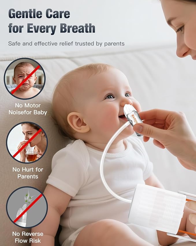 Baby Nasal Aspirator Manual Nose Sucker for Newborn & Infant, Manual Pump Silicone Snot Cleaner, Baby Registry Must Haves Newborn Essentials