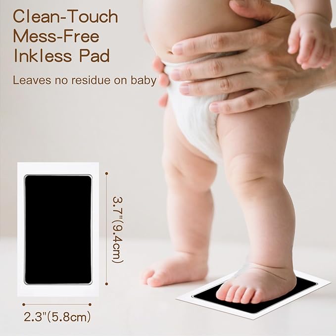 Baby Hand and Footprint Kit, Inkless Clean Touch Ink Pad Newborn Keepsake, Mother’s Day Gift for New Mom, Mess-Free Paw Print Kit for Dogs & Cats, 4 Pack with 16 White Cards, Jet Black