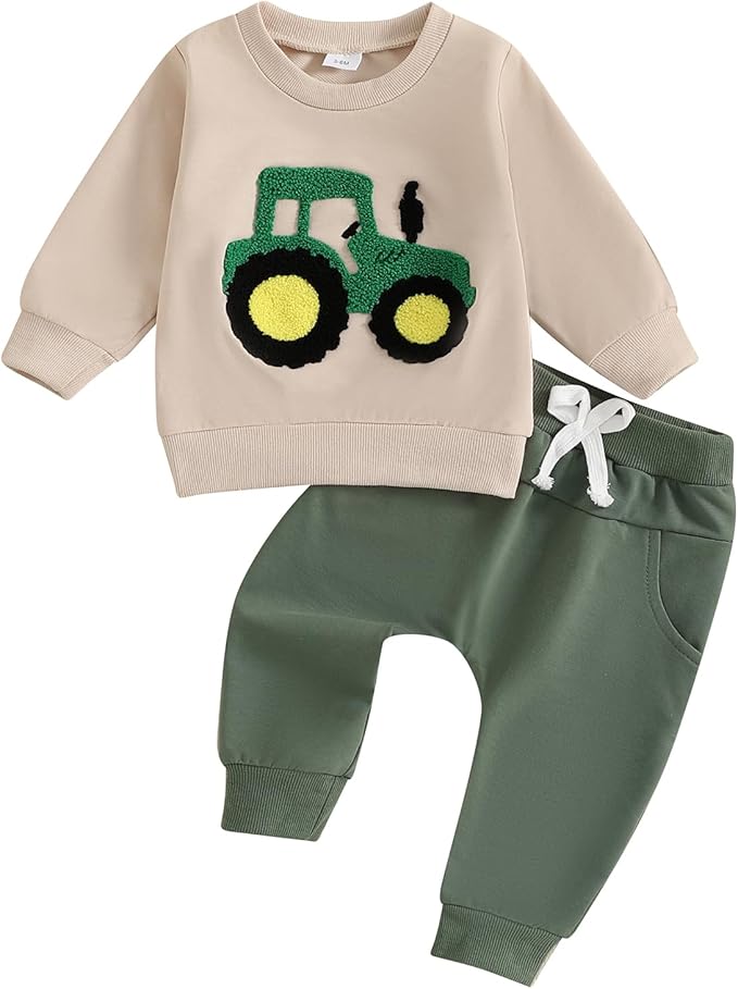 Baby Boy Fall Clothes Set Long Sleeve Letter Print Sweatshirt Pants Toddler Infant Outfits 6 12 18 24 Months 2T