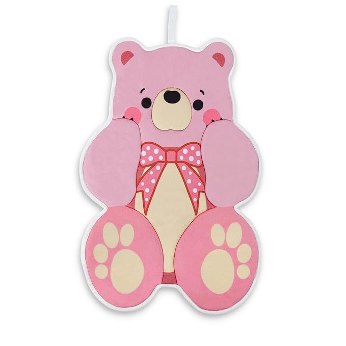 Premium Bear-Shaped Baby Bath Pad - The Original Washer-Safe Seat, Pediatrician-Recommended for Newborns to 6M+, Ultra-Soft Non-Slip Mat, Pink