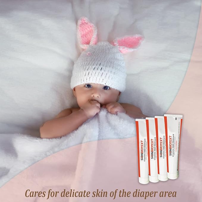 A and D Ointment by Sion Biotext Baby Diaper Rash Vitamin A + D Healing Cream for Dry Irritated Skin, Cuts, Burns Soothing Baby Care Medical Moisturizer + First Aid. (4 Ounce (Pack of 4)