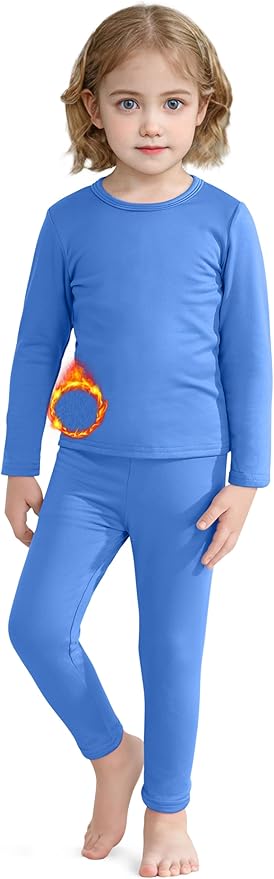 VZV 2T-6Y Toddler Thermal Set Thermal Underwear for Kids Fleece Lined Toddler Base Layer Long Johns for Kids Boys Girls