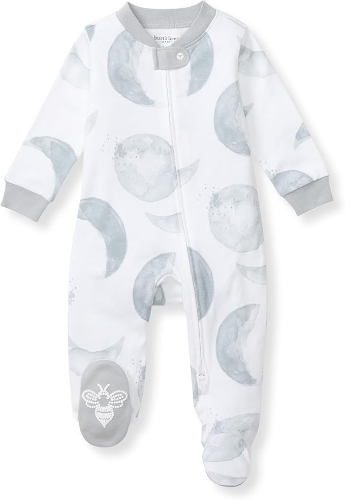 Burt's Bees Baby Boys Sleep and Play PJs, 100% Organic Cotton One-Piece Zip Front Romper Jumpsuit Pajamas