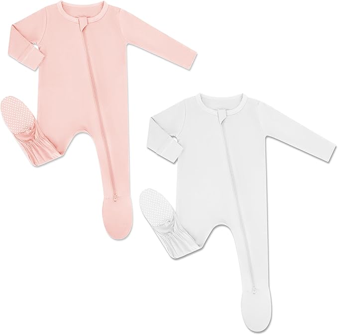 HAPIU Rayon from Bamboo Baby Footed Pajamas, 2 Way Premium Zipper, Footie for Baby Boy Girls, Newborn-24 Months