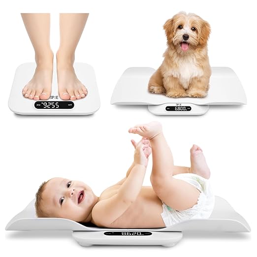 Baby Weight Scale, Infant Scale with Detachable Tray, Pet Scale for Cat Dog, Multiple Weighing Scale for Toddler, Children, Pet and Adult Auto-Rotation LED Screen, Up to 400lb/180kg