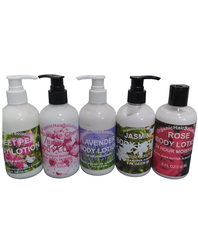 Organic Hair Solution Body Lotion with Soothing Aloe Vera and Vitamin E- Dry Skin, Non-Greasy-Shea Butter, Almond oil- For both Males & Females- Natural Fragrance-Vegan (Sweet Pea)