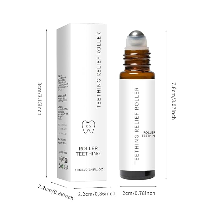Mamas Teether, Teething Roller All Natural for Babies, Baby Teething Oil Roller, Velaria Natural Relief Roller with Chamomile & Rose Oil,Teething Roller All Natural for Baby (1, 10ML-2PCS)