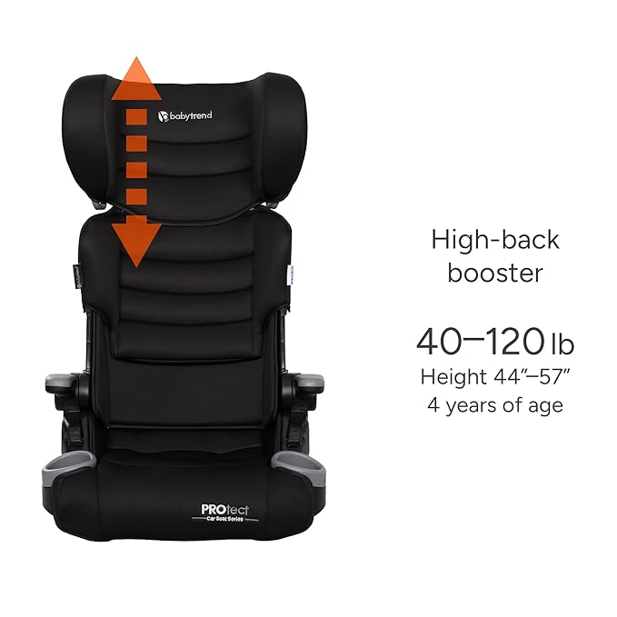 Baby Trend Protect 2-in-1 Folding Booster Car Seat, Midnight Black