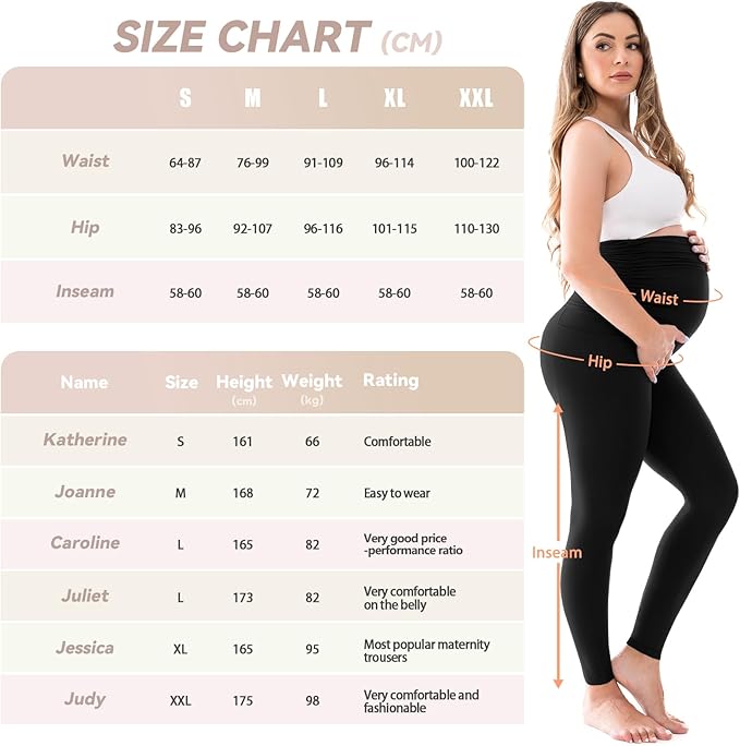 Walifrey Women's Maternity Leggings with Pockets Over The Belly,Pregnancy Yoga Pants Activewear Workout Leggings