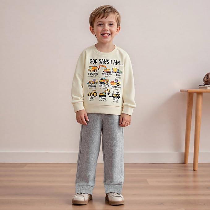 Baby Boy Fall Clothes Set Long Sleeve Truck Tractor Print Sweatshirt Pants Toddler Infant Outfits 6 12 18 24 Months 2T