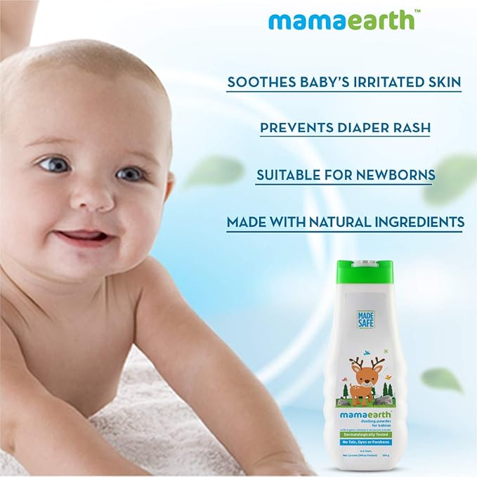 Mamaearth Dusting Powder for Babies | with Organic Oatmeal & Arrowroot | Talc-Free Baby Powder | for Diaper Rash, Sweat or Dry & Irritated Skin | 10.58 Oz/300g