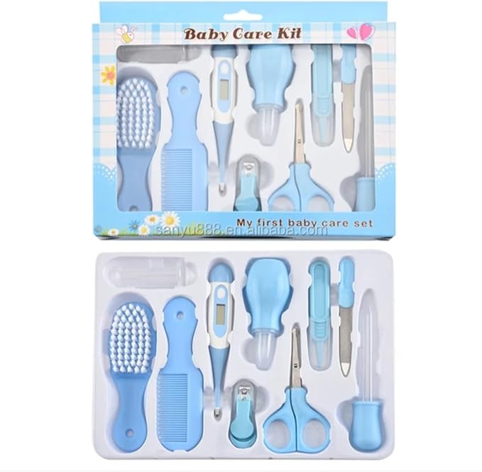 10 PCS Baby Grooming Health Care KIT for New Borns and Toddlers (Blue) Ideal for Travelling & Home Use