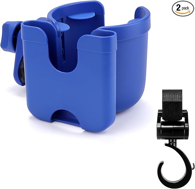 Accmor Stroller Cup Holder with Hook, Bike Cup Holder, Universal Cup Holder for Uppababy Nuna Doona Strollers, 2-in-1 Cup Phone Holder for Stroller, Bike, Wheelchair, Walker, Scooter