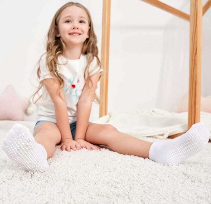 ZAPLES Baby Non Slip Grip Ankle Socks with Anti Skid Grippers Boys Girls Low Cut for Infants Toddlers Kids
