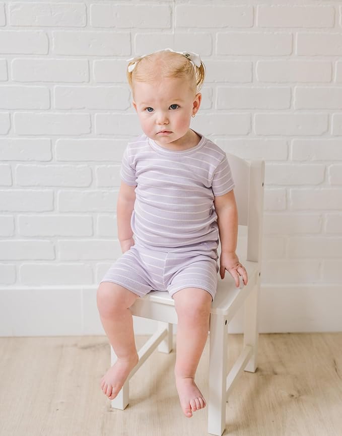moimoln Stripe Pajamas Set 12M-8Y Ribbed Unisex Baby & Toddler, Soft Viscose, Snug-Fit, Everyday Sleepwear