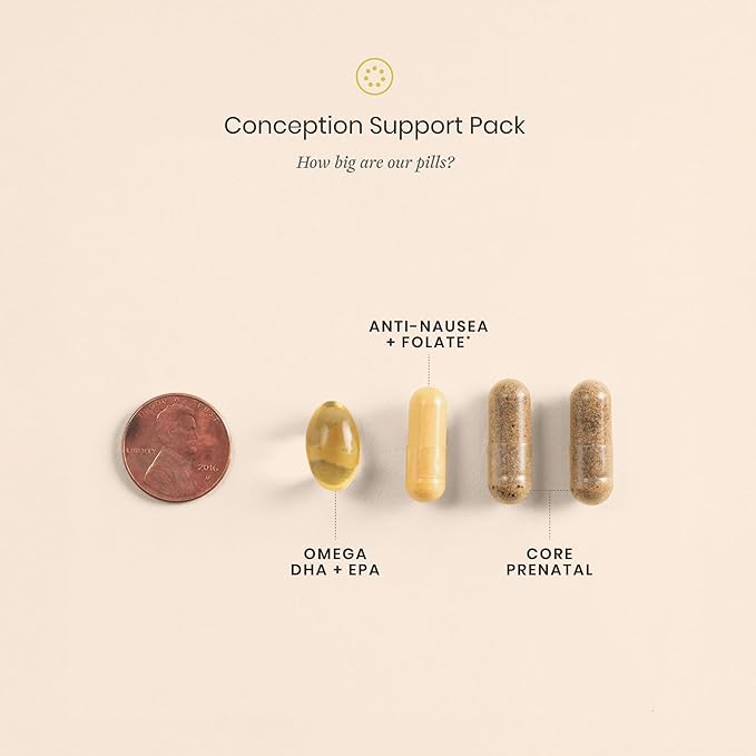 Perelel Conception Support Pack, Prenatal Multivitamin with DHA Omega 3, COQ10 & Folate, Supports Fertility Wellness for Women, Soy & Gluten Free, Non GMO, 30 Daily Pill Packs