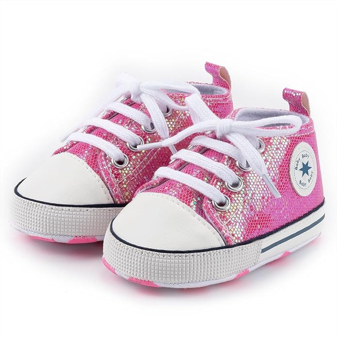 Unisex Baby Girls Boys Canvas High-top Shoes, Newborn Infant Anti-Slip Soft Sole Frist Walking Breathable Sneakers