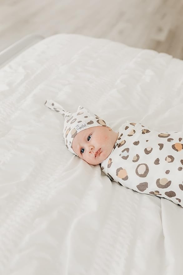 Copper Pearl Baby Beanie Hat Top Knot Stretchy Soft Millie