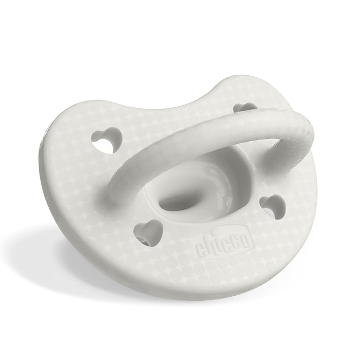 Chicco PhysioForma Luxe Orthodontic Pacifier, 0-6m | 100% Soft Silicone | Supports Breathing & Oral Development | Textured Shield & Handle | Includes Sterilizing Case | BPA Free | Pearl Grey, 2pk