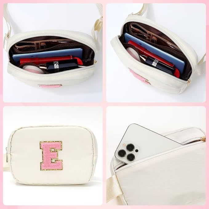 YOOLIFE Birthday Gifts for 3 4 5 6 7 8 9 10 Year Old Girl, Monogrammed Belt Bag Crossbody Bag Fanny Pack Girls Purse, Gifts for Girls Kids Daughter, Beige S
