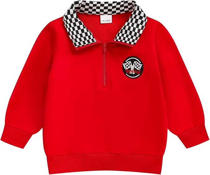 Toddler Boy Quarter Zip Collared Pullover Long Sleeve Fall Winter Baby Boy Clothes Outfit 12M-4T