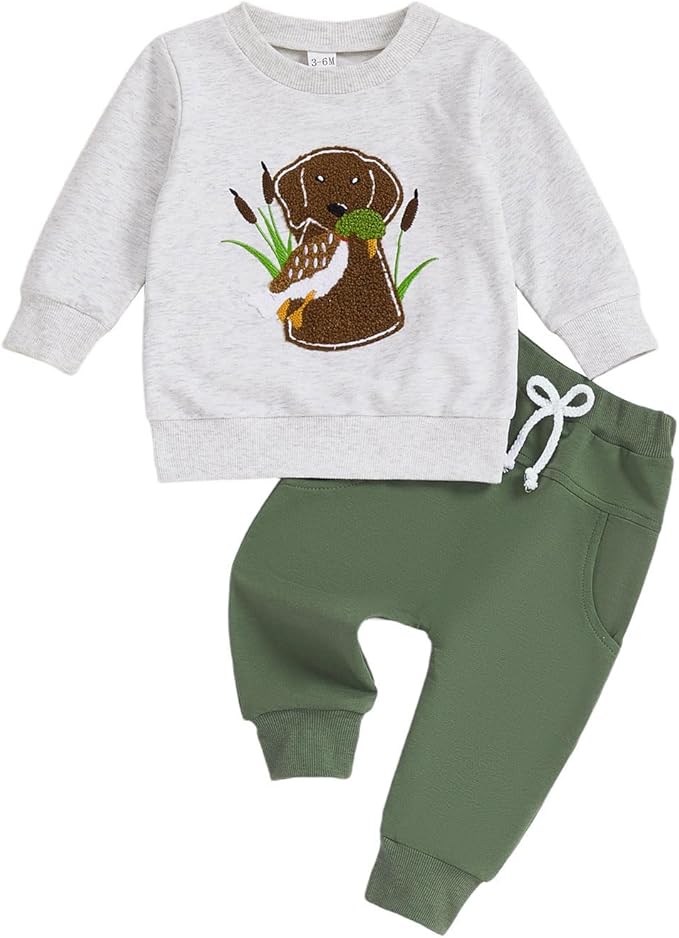 Baby Boy Fall Clothes Set Long Sleeve Crewneck Sweatshirts Pants Cute Infant Newborn Outfits 6 12 18 24 Months 2T
