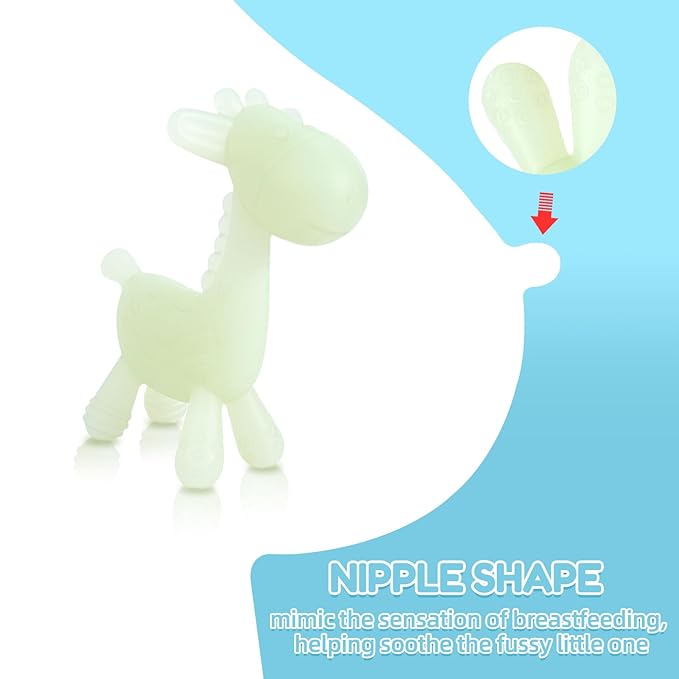 TYRY.HU Baby Teething Toys for Babies 0-6 6-12 Months,BPA Free Silicone Giraffe Teethers Toys, Soft-Textured Chew Toys, Montessori Sensory Toys for Boys Girls Teething Relief, 2 Pack