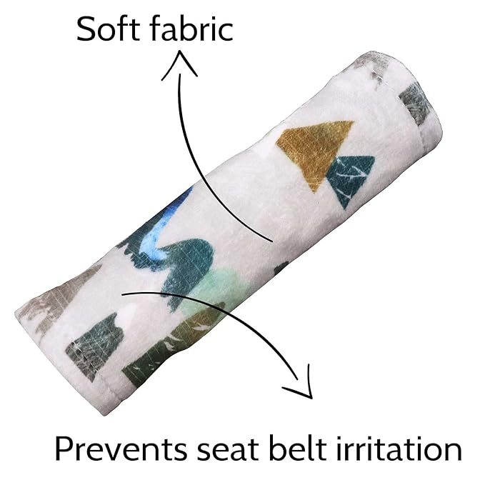 Baby Car Seat Belt Covers, Adventure Mountain Car Seat Straps Shoulder Pads for Girls Boys, Fleece Seat Belt Protectors for Car Seats/Pushchair/Stroller, for Kids Newborn Infants Toddlers