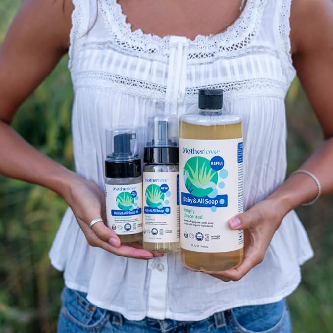 Motherlove Baby & All Soap (32 oz) Gentle Foaming All-Purpose Castile Soap Made with Organic Ingredients – Simply Unscented