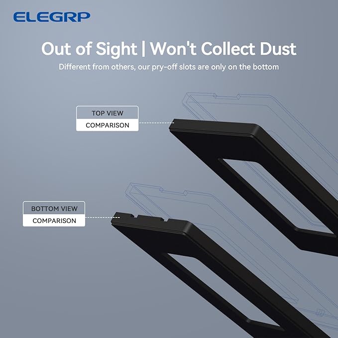 ELEGRP 4-Gang Screwless Decorative Wall Plates, Mid-Size Unbreakable Thermoplastic Faceplate Cover for Decorator Receptacle Outlet Switch, UL Listed (1 Pack, Matte Black)